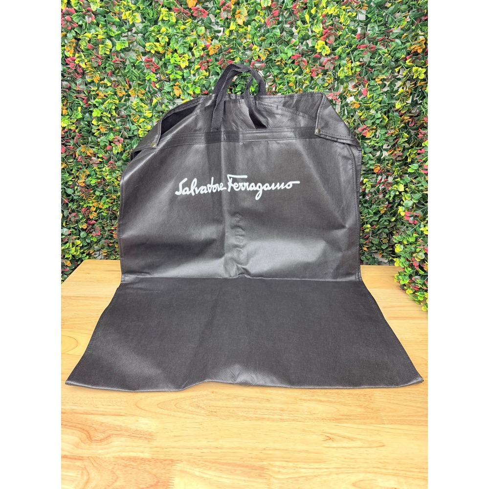 Salvatore Ferragamo Black Garment Bag Zippered Suit Cover with Handles Logo